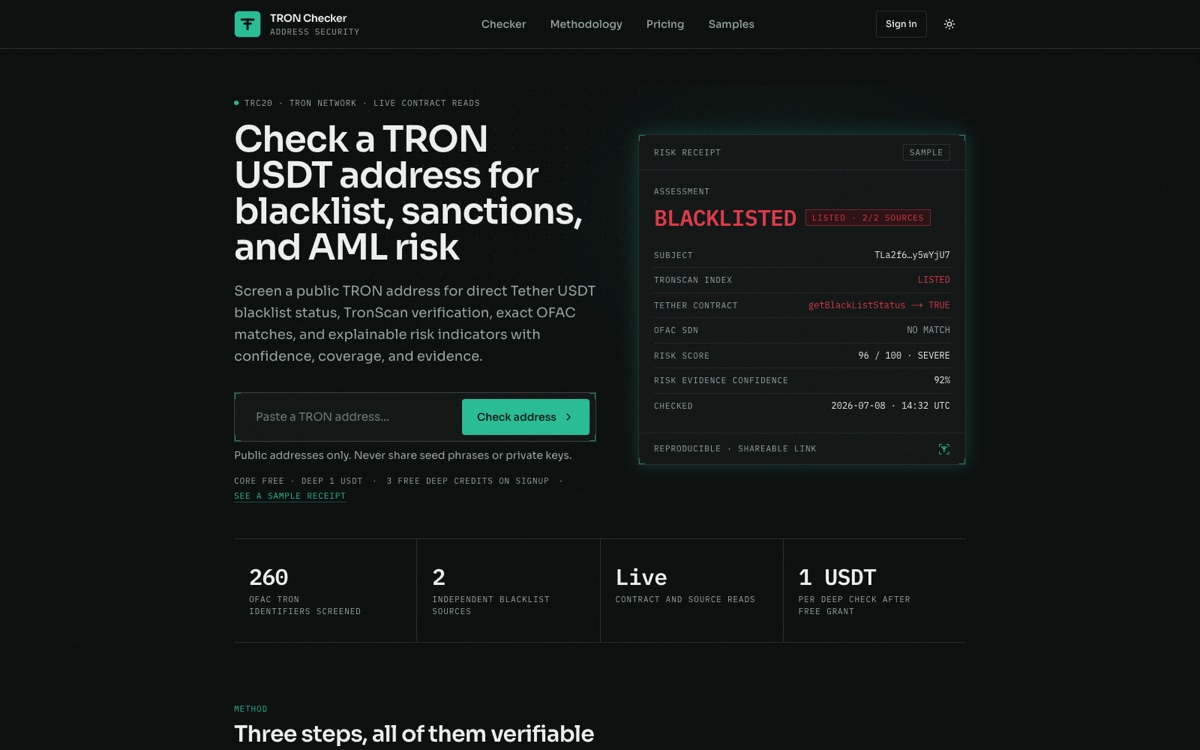 USDT Blacklist Checker preview